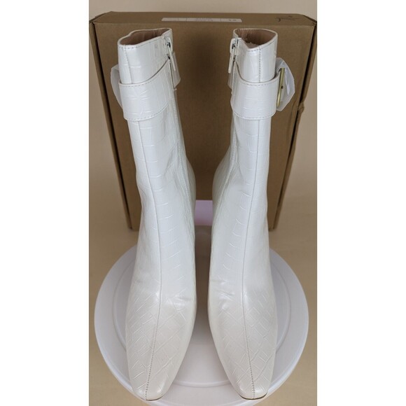 Journee Collection Elanie Heeled Boots Womens 9.5 M White Faux Croc Shoes NWB - Picture 7 of 15